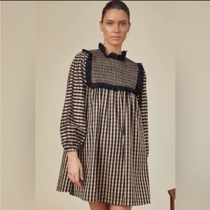 Hunter Bell Long Sleeve Gingham Dress - Black and Tan